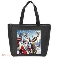 Surprise Rain Deer Selfie Santa Tote Bag thumb 0