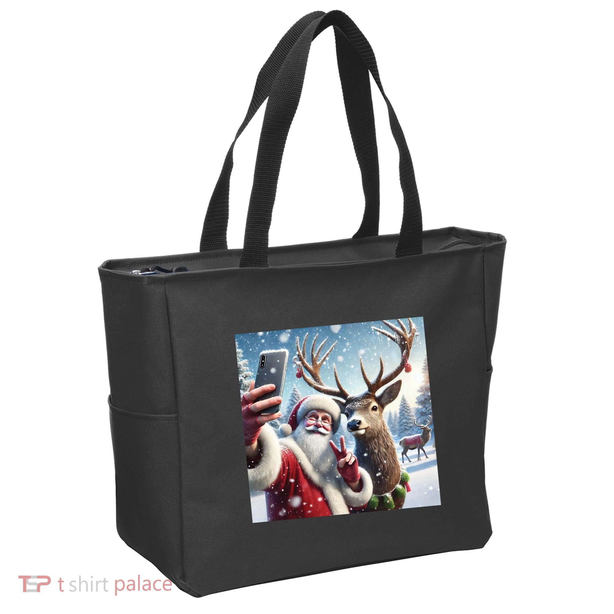 Surprise Rain Deer Selfie Santa Tote Bag