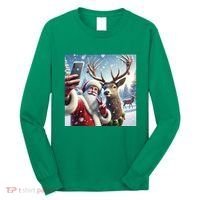 Surprise Rain Deer Selfie Santa Long Sleeve Shirt thumb 0