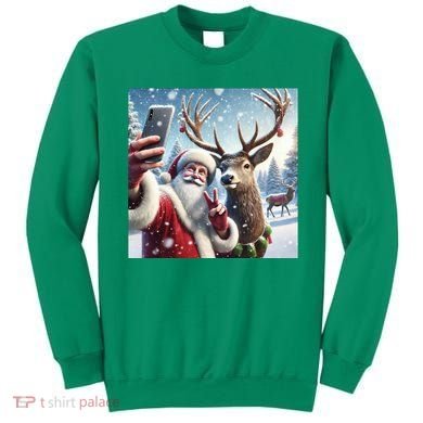 Surprise Rain Deer Selfie Santa Sweatshirt