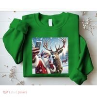 Surprise Rain Deer Selfie Santa Sweatshirt thumb 2