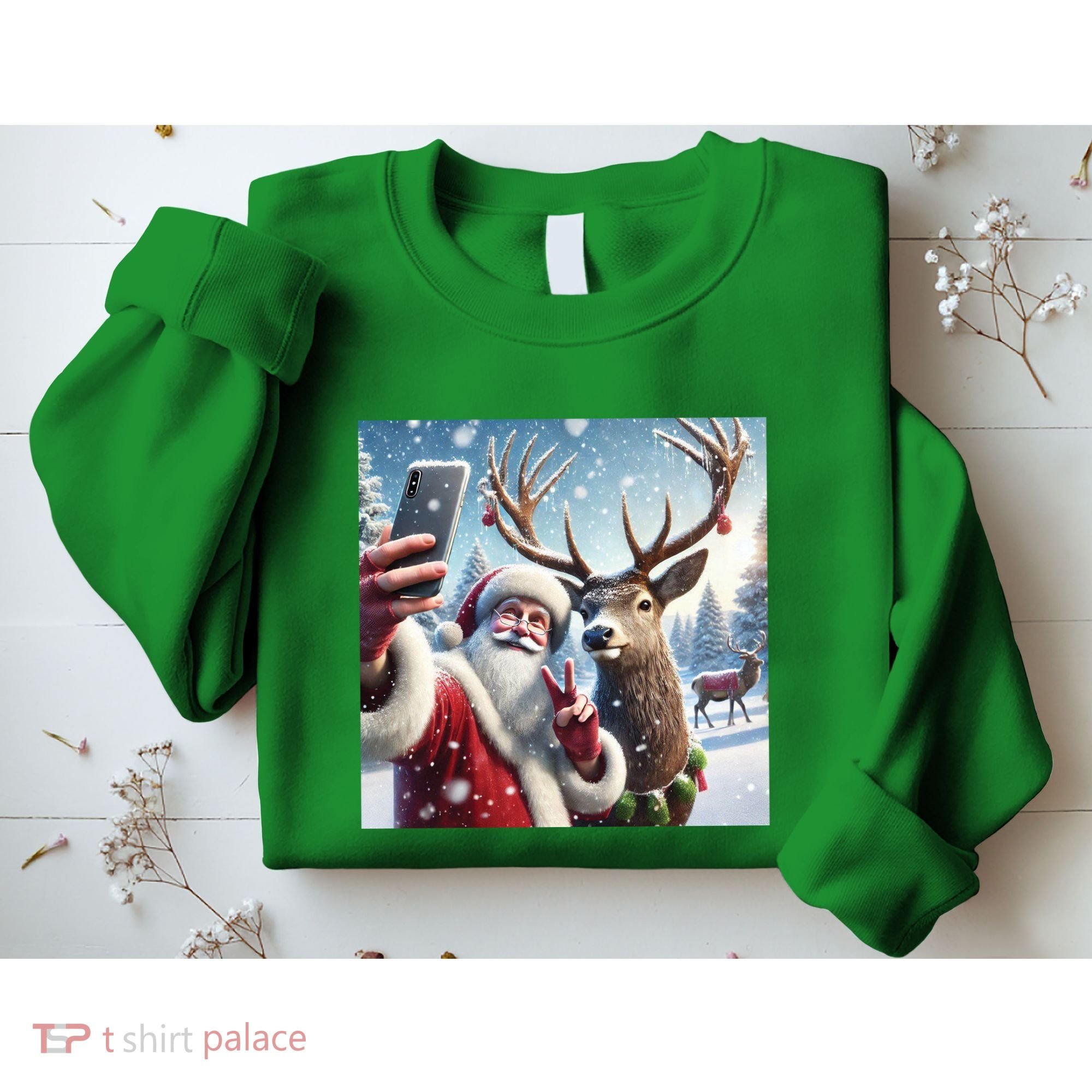 Surprise Rain Deer Selfie Santa Sweatshirt