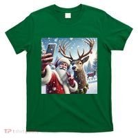 Surprise Rain Deer Selfie Santa T-Shirt thumb 0