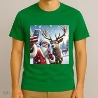 Surprise Rain Deer Selfie Santa T-Shirt thumb 3
