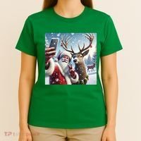 Surprise Rain Deer Selfie Santa T-Shirt thumb 4