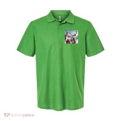 Surprise Rain Deer Selfie Santa Polo