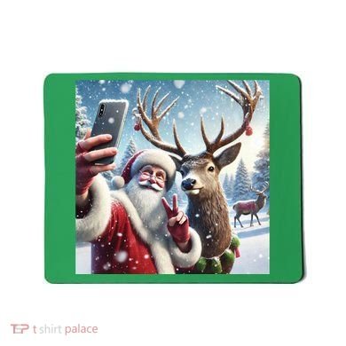 Surprise Rain Deer Selfie Santa Mousepad
