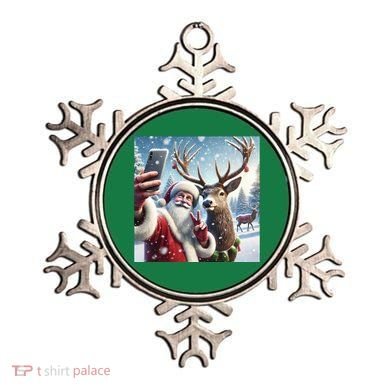 Surprise Rain Deer Selfie Santa Ornament