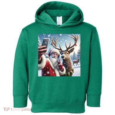 Surprise Rain Deer Selfie Santa Toddler Hoodie