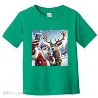 Surprise Rain Deer Selfie Santa Toddler T-Shirt thumb 0