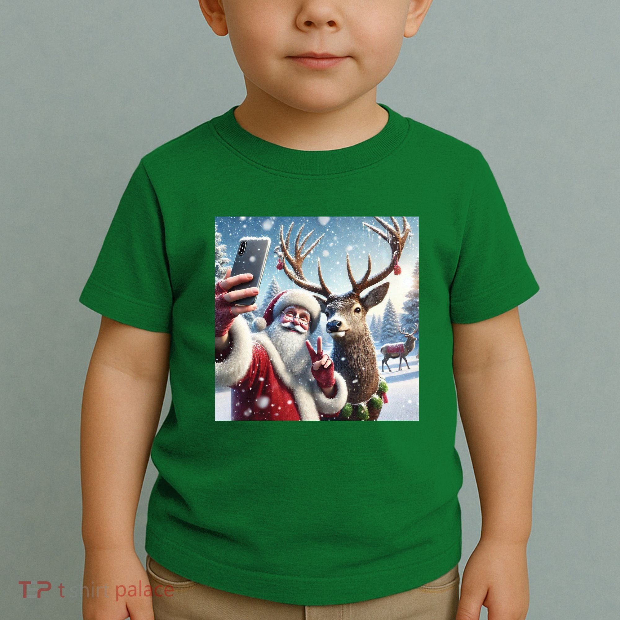 Surprise Rain Deer Selfie Santa Toddler T-Shirt