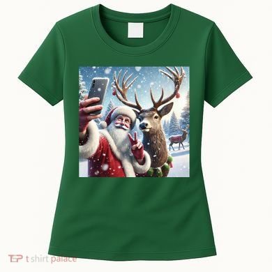Surprise Rain Deer Selfie Santa Women's T-Shirt