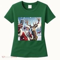 Surprise Rain Deer Selfie Santa Women's T-Shirt thumb 0