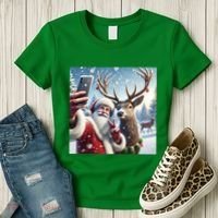 Surprise Rain Deer Selfie Santa Women's T-Shirt thumb 3