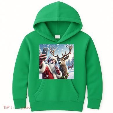 Surprise Rain Deer Selfie Santa Kids Hoodie