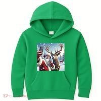 Surprise Rain Deer Selfie Santa Kids Hoodie thumb 0