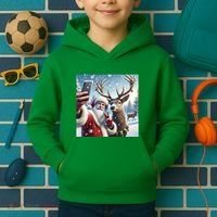 Surprise Rain Deer Selfie Santa Kids Hoodie thumb 2