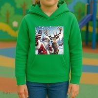 Surprise Rain Deer Selfie Santa Kids Hoodie thumb 3