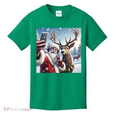 Surprise Rain Deer Selfie Santa Kids T-Shirt