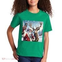 Surprise Rain Deer Selfie Santa Kids T-Shirt thumb 2