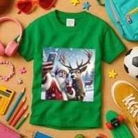 Surprise Rain Deer Selfie Santa Kids T-Shirt thumb 3