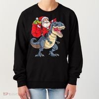 Santa Riding Dinosaur T Rex ChristmasBoys Men Xmas Women's Sweatshirt thumb 0