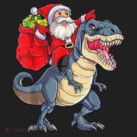 Santa Riding Dinosaur T Rex ChristmasBoys Men Xmas Women's Sweatshirt thumb 2