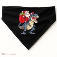 Santa Riding Dinosaur T Rex ChristmasBoys Men Xmas USA-Made Doggie Bandana thumb 0