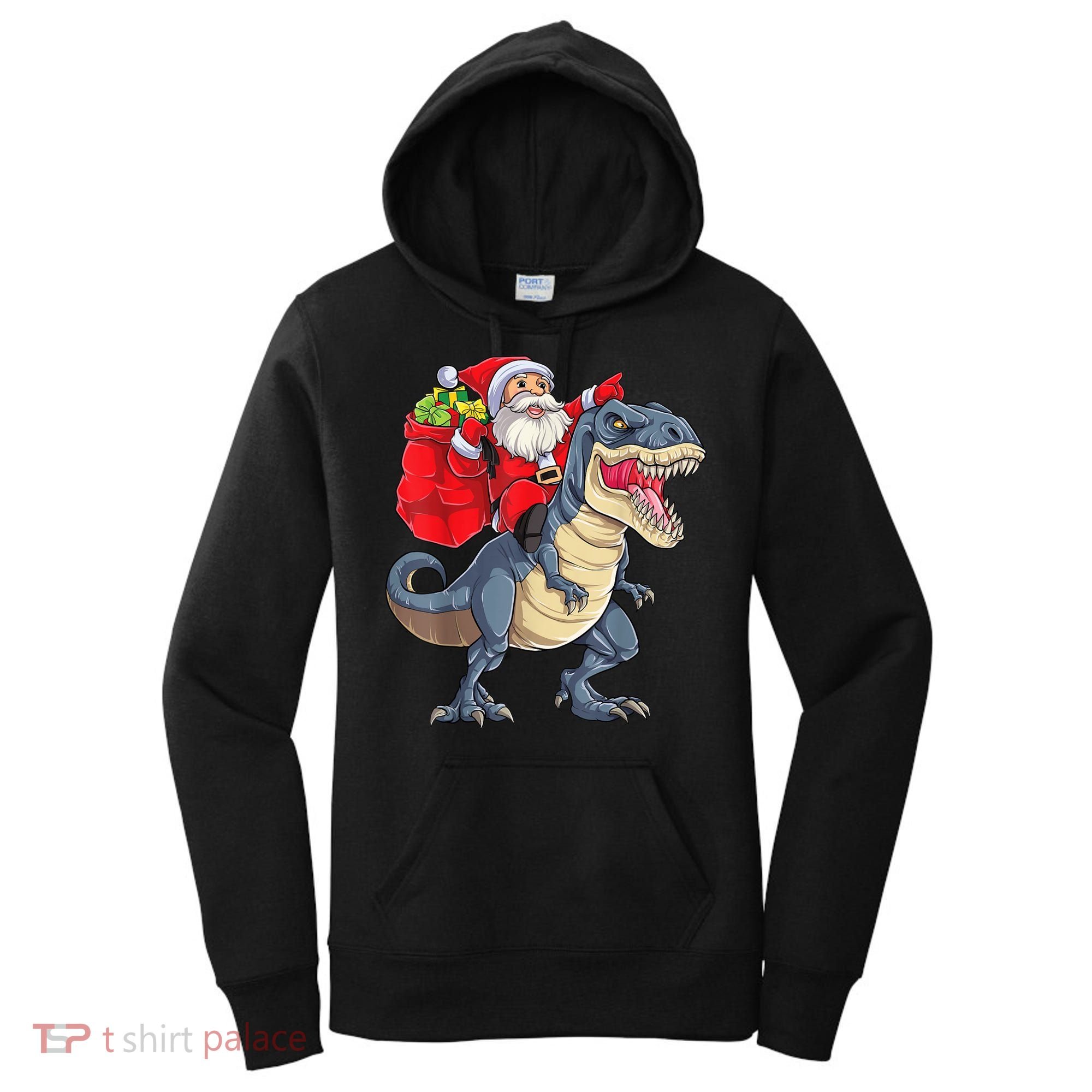 Santa Riding Dinosaur T Rex ChristmasBoys Men Xmas Women's Hoodie