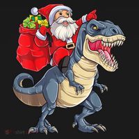 Santa Riding Dinosaur T Rex ChristmasBoys Men Xmas Women's Hoodie thumb 2