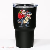 Santa Riding Dinosaur T Rex ChristmasBoys Men Xmas Tumbler thumb 0