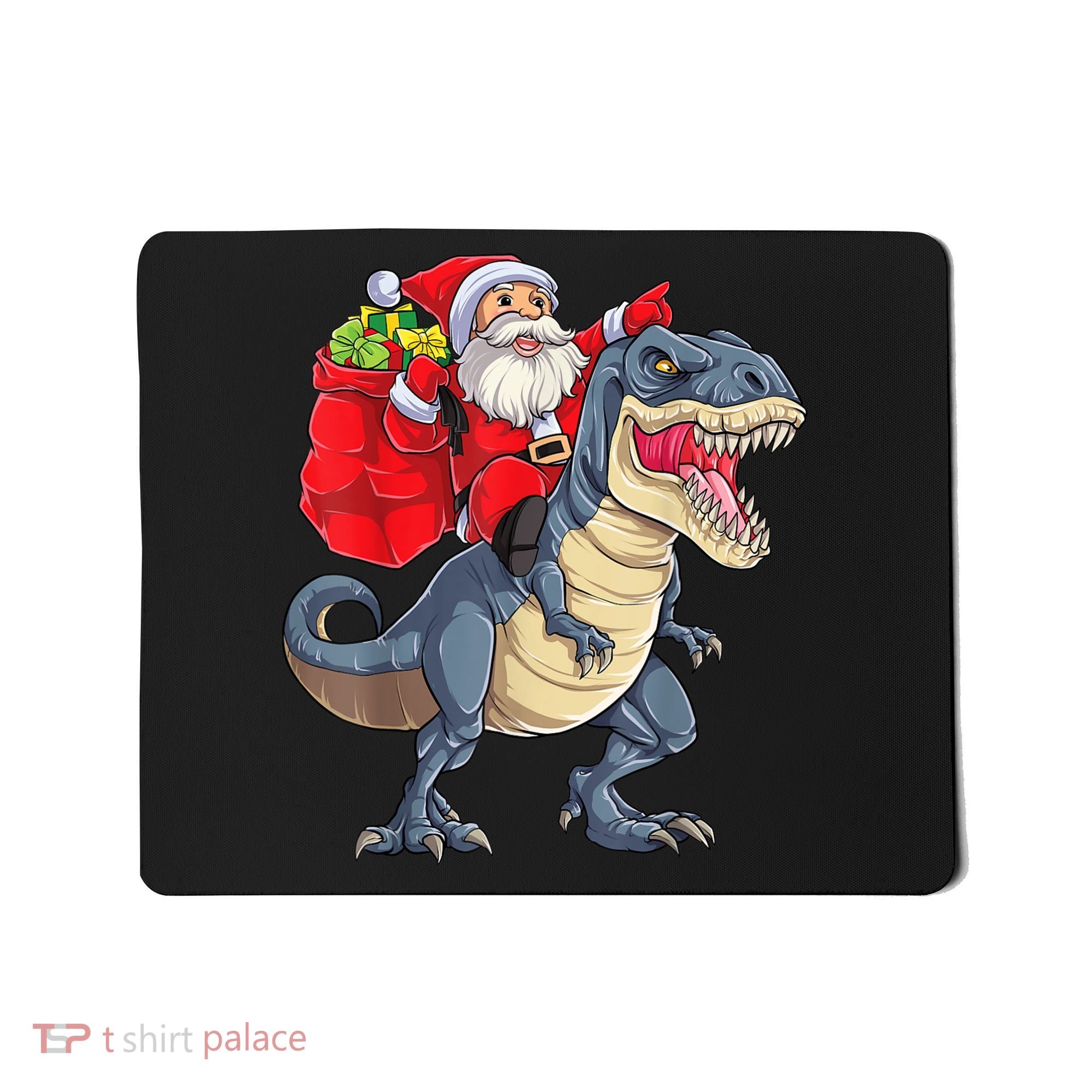 Santa Riding Dinosaur T Rex ChristmasBoys Men Xmas Mousepad