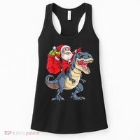 Santa Riding Dinosaur T Rex ChristmasBoys Men Xmas Women's Tank Top thumb 0