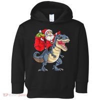 Santa Riding Dinosaur T Rex ChristmasBoys Men Xmas Toddler Hoodie thumb 0