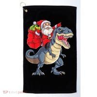 Santa Riding Dinosaur T Rex ChristmasBoys Men Xmas Golf Towel thumb 0