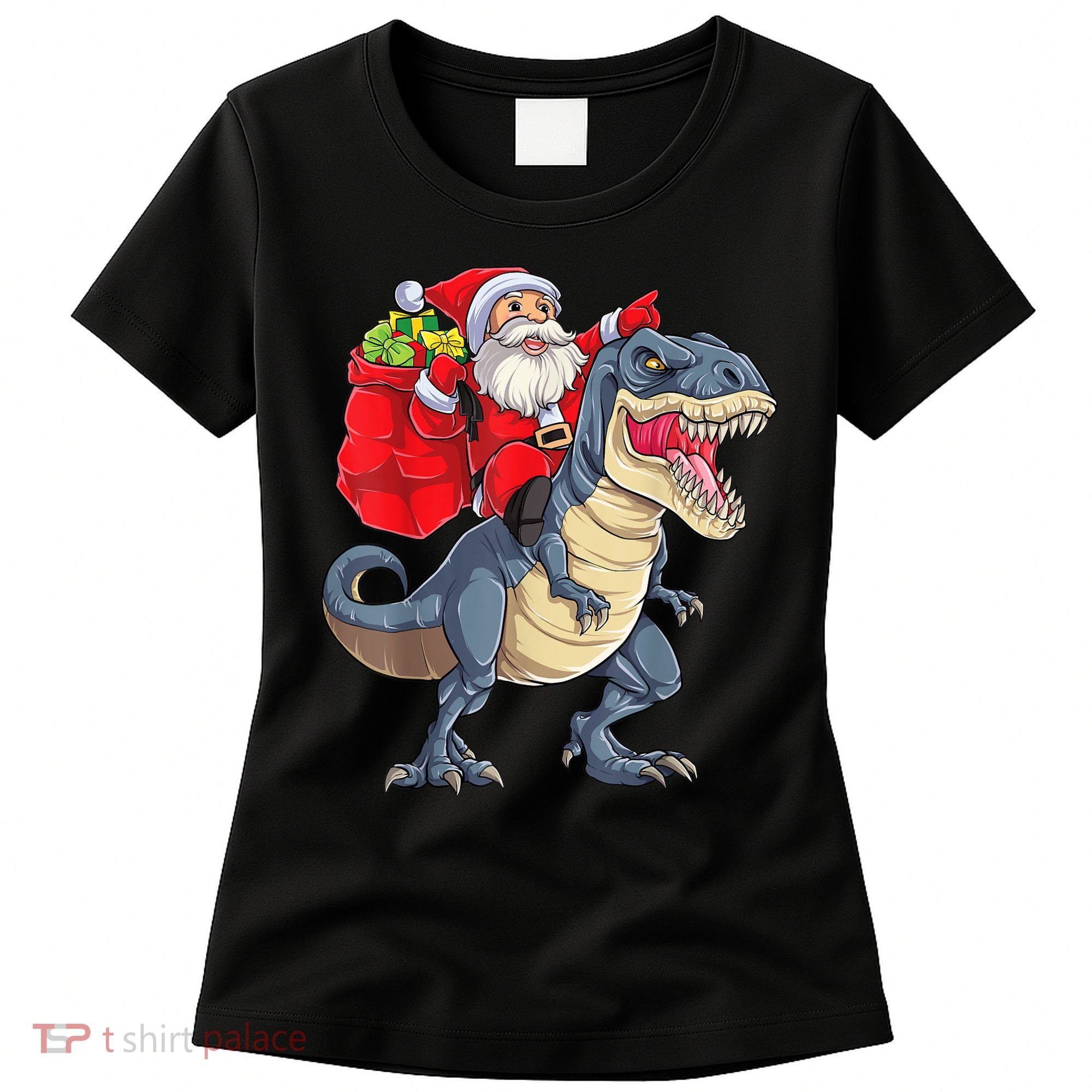 Santa Riding Dinosaur T Rex ChristmasBoys Men Xmas Women's T-Shirt