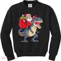 Santa Riding Dinosaur T Rex ChristmasBoys Men Xmas Kids Sweatshirt thumb 0