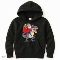 Santa Riding Dinosaur T Rex ChristmasBoys Men Xmas Kids Hoodie thumb 0