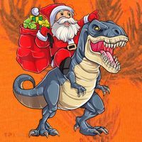 Santa Riding Dinosaur T Rex ChristmasBoys Men Xmas Kati Licensed 12" Camo Cuffed Beanie thumb 2