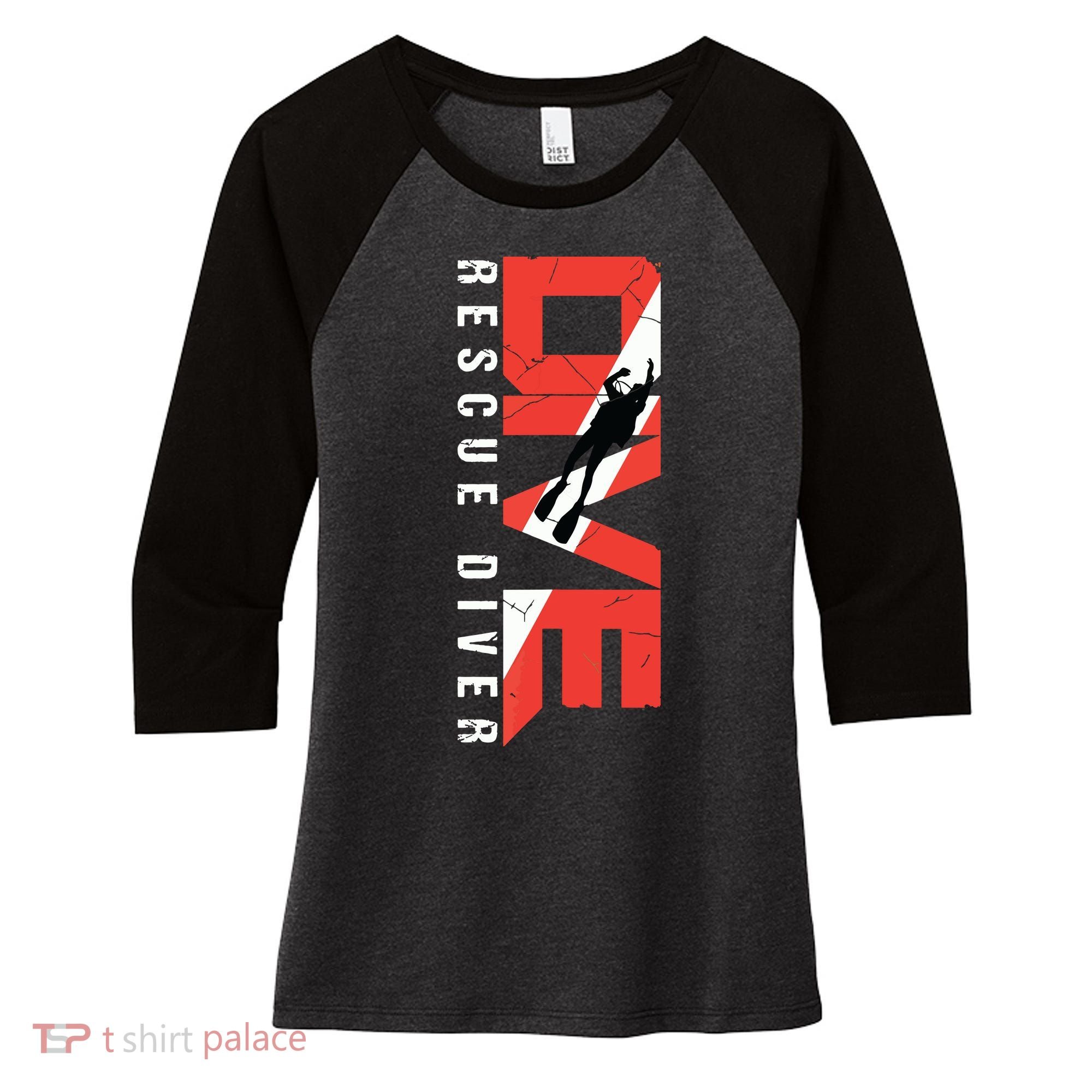 SCUBA Rescue Diver For Instructors Students Divers Women's Tri-Blend 3/4-Sleeve Raglan Shirt