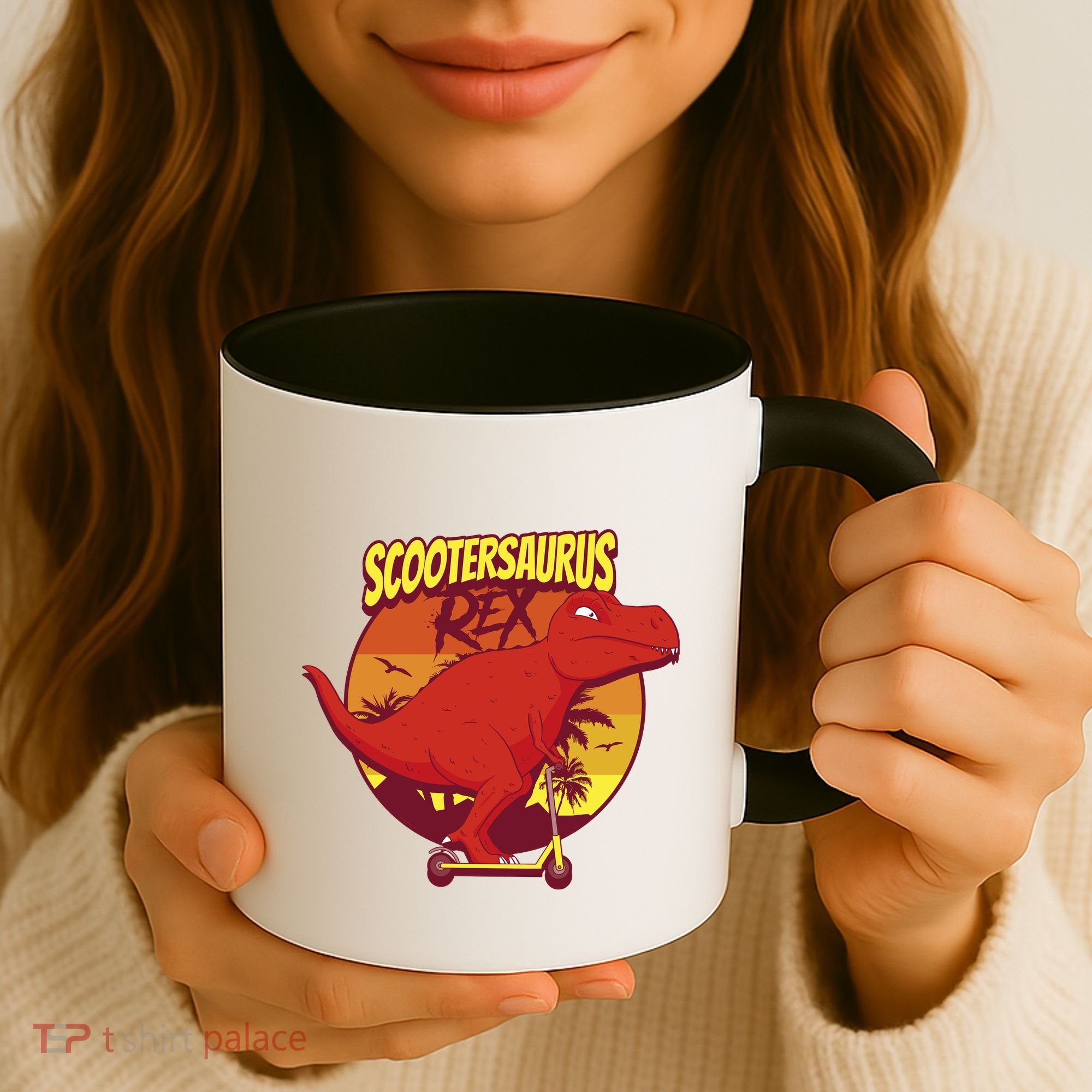 Scootersaurus Rex Dinosaur Coffee Mug