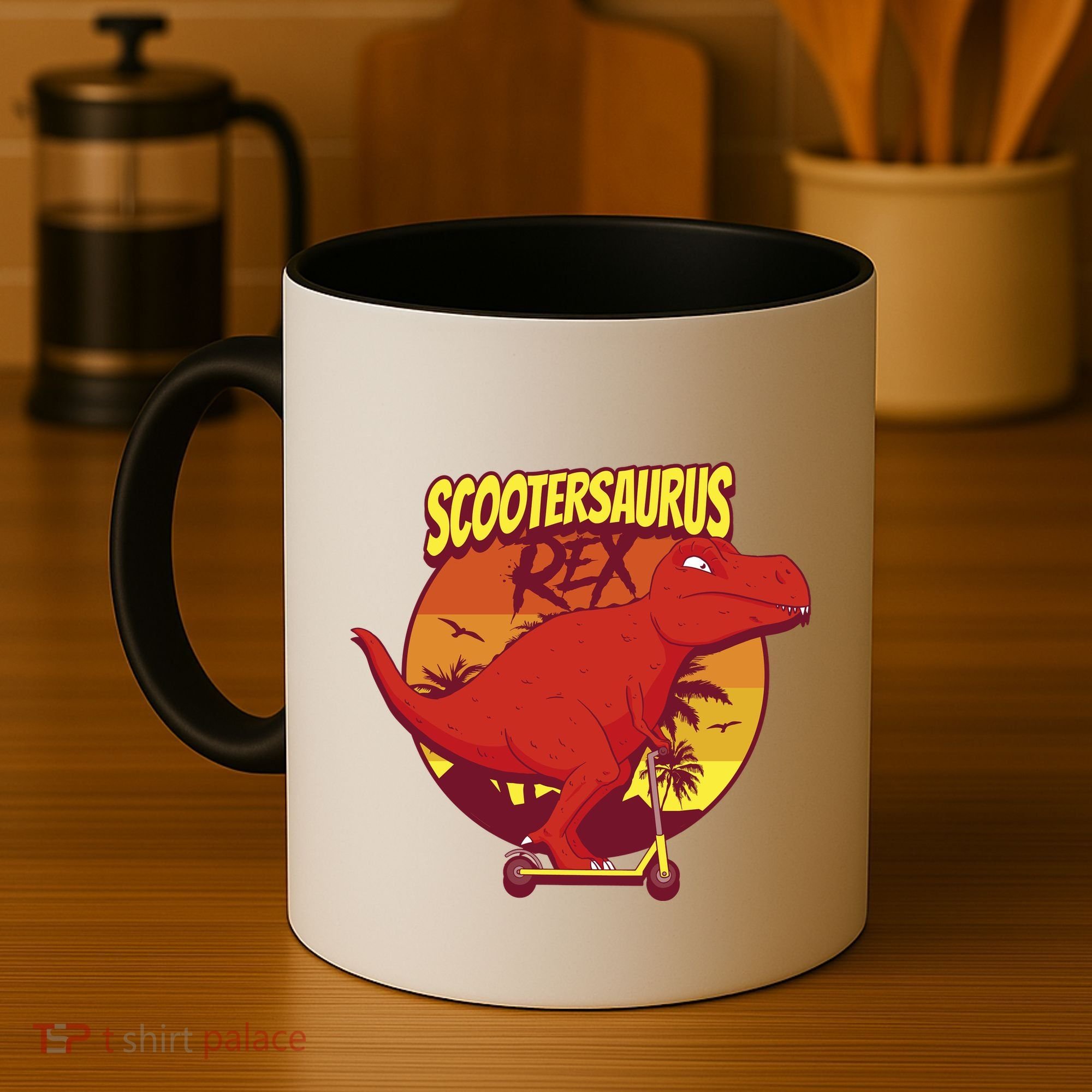Scootersaurus Rex Dinosaur Coffee Mug