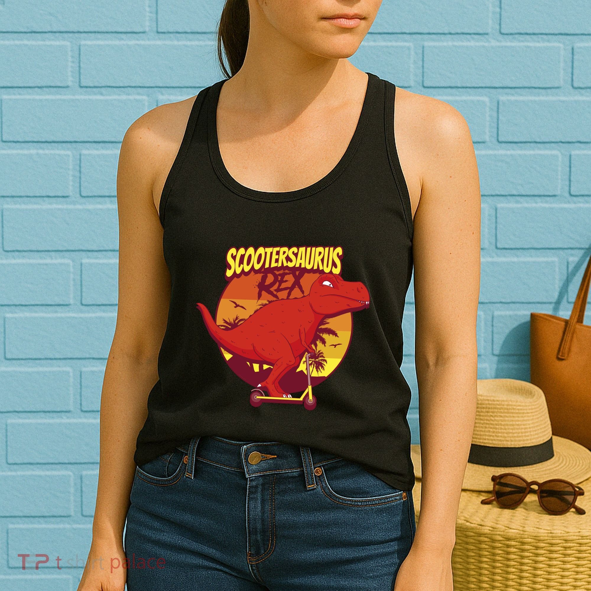 Scootersaurus Rex Dinosaur Women's Tank Top