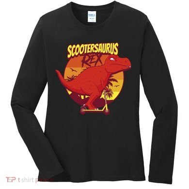 Scootersaurus Rex Dinosaur Women's Long Sleeve Shirt