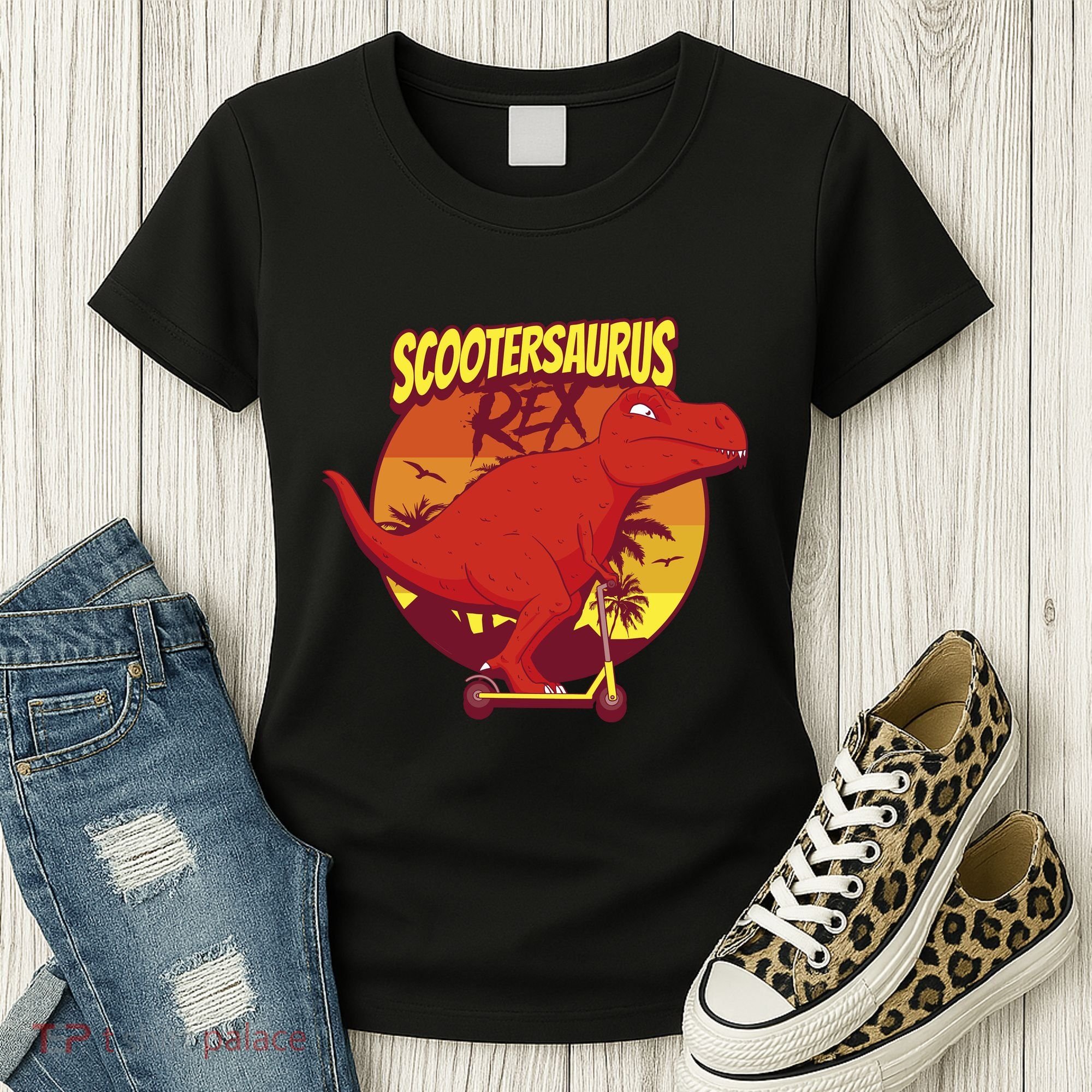 Scootersaurus Rex Dinosaur Women's T-Shirt