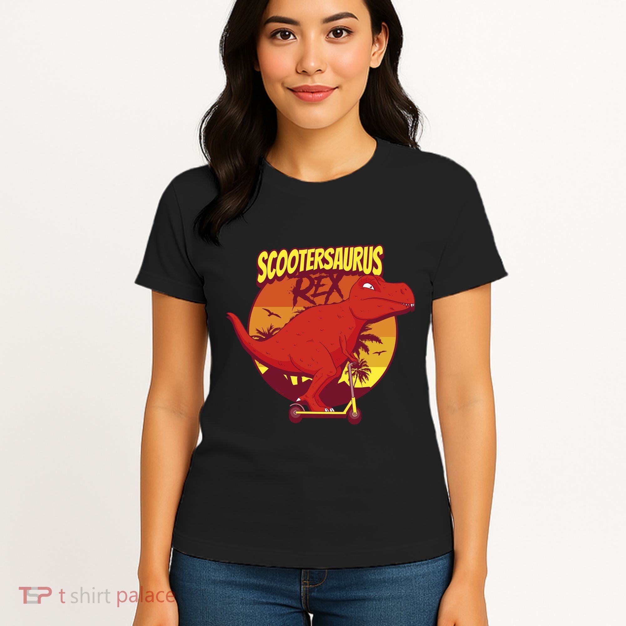 Scootersaurus Rex Dinosaur Women's T-Shirt
