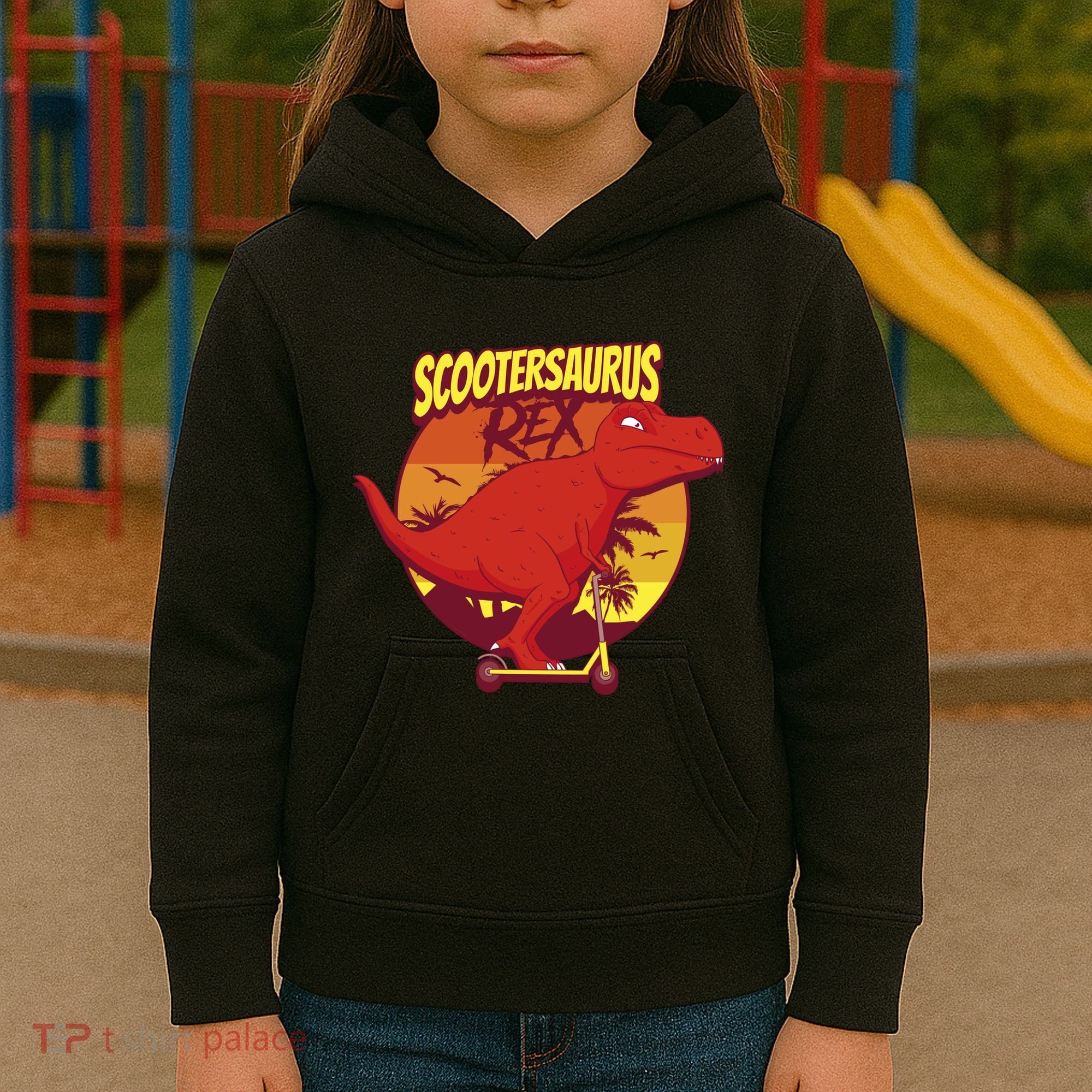 Scootersaurus Rex Dinosaur Kids Hoodie
