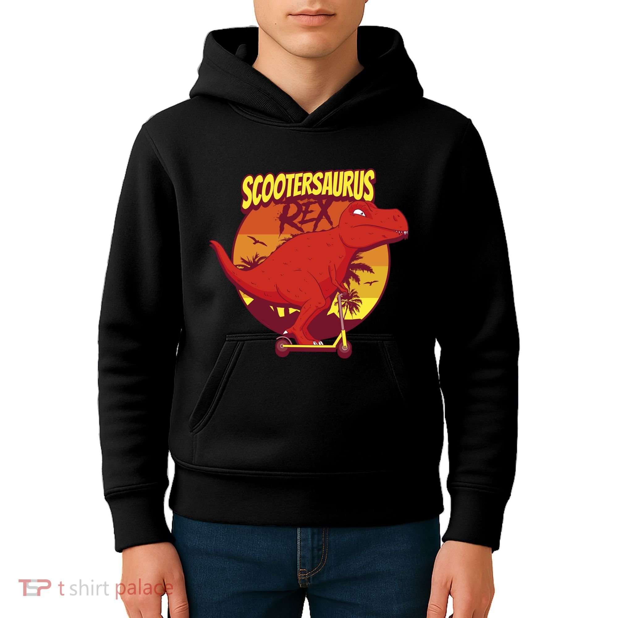 Scootersaurus Rex Dinosaur Kids Hoodie