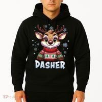 Santa’S Reindeer Dasher Xmas Group Costume Hoodie thumb 2