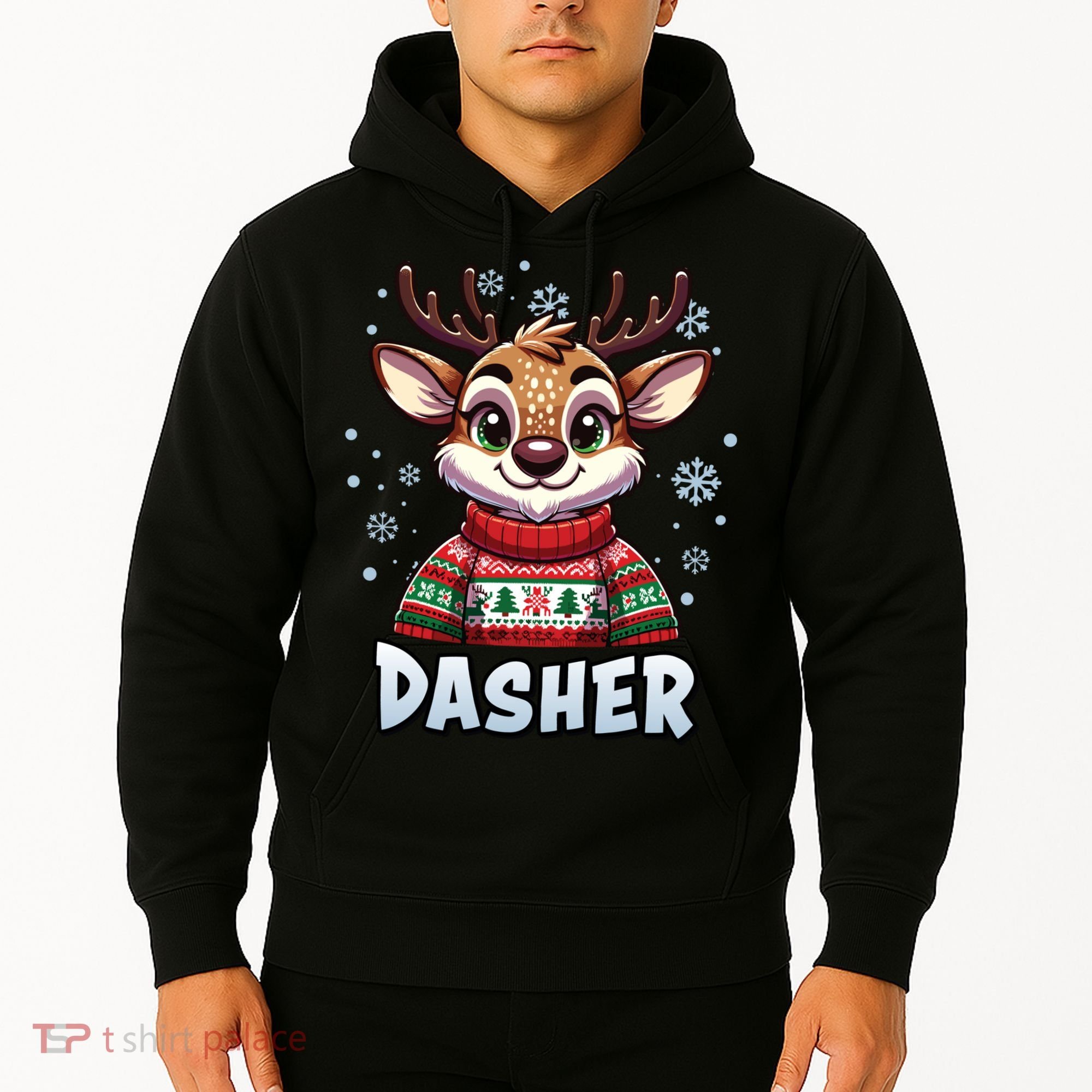 Santa’S Reindeer Dasher Xmas Group Costume Hoodie